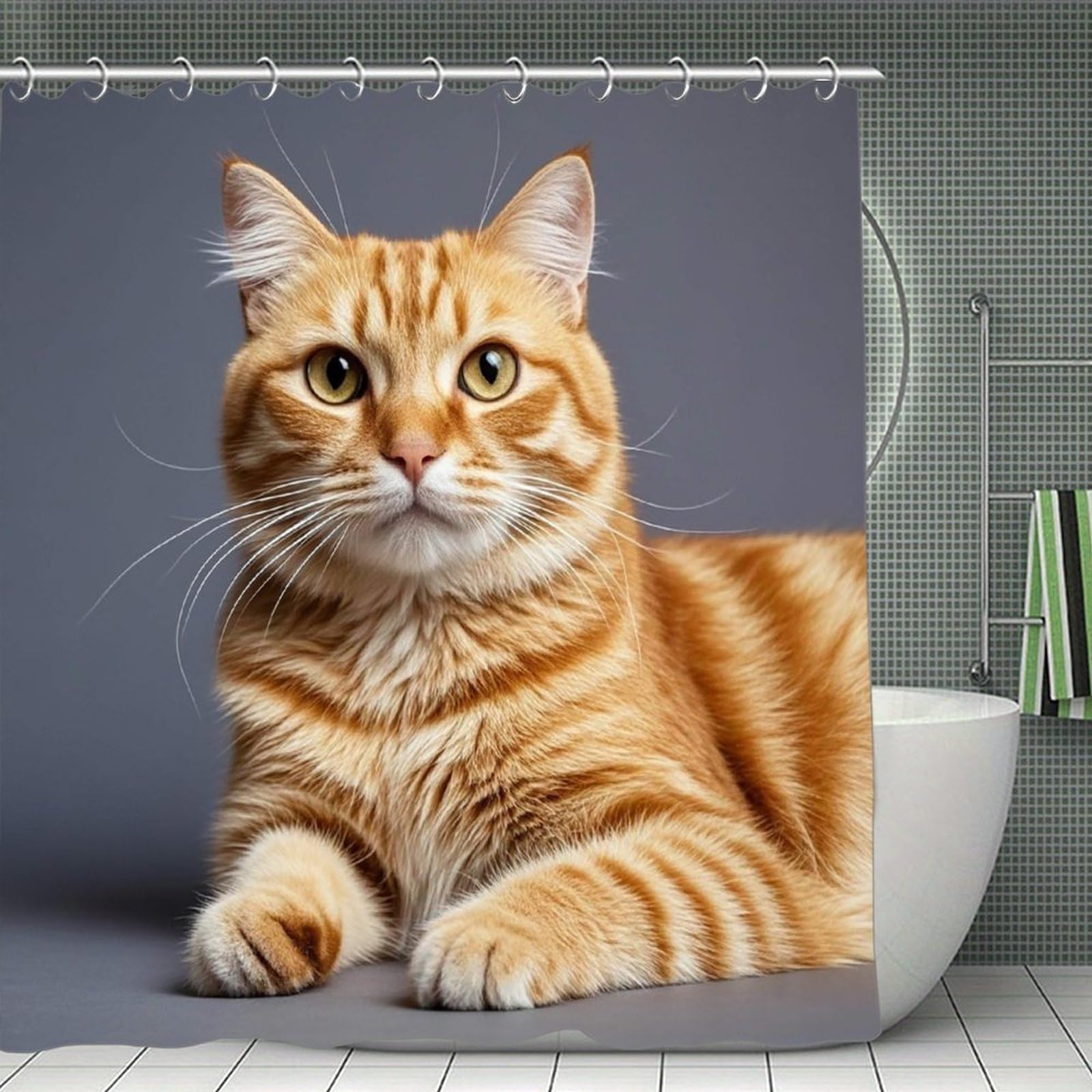 FekiLoot Cat Shower Curtain Minimalist Aesthetic Bath Curtain with Hooks Simple Water Resistant Bathroom Shower Curtains Cute Blackout Privacy Curtains Cloth Curtain