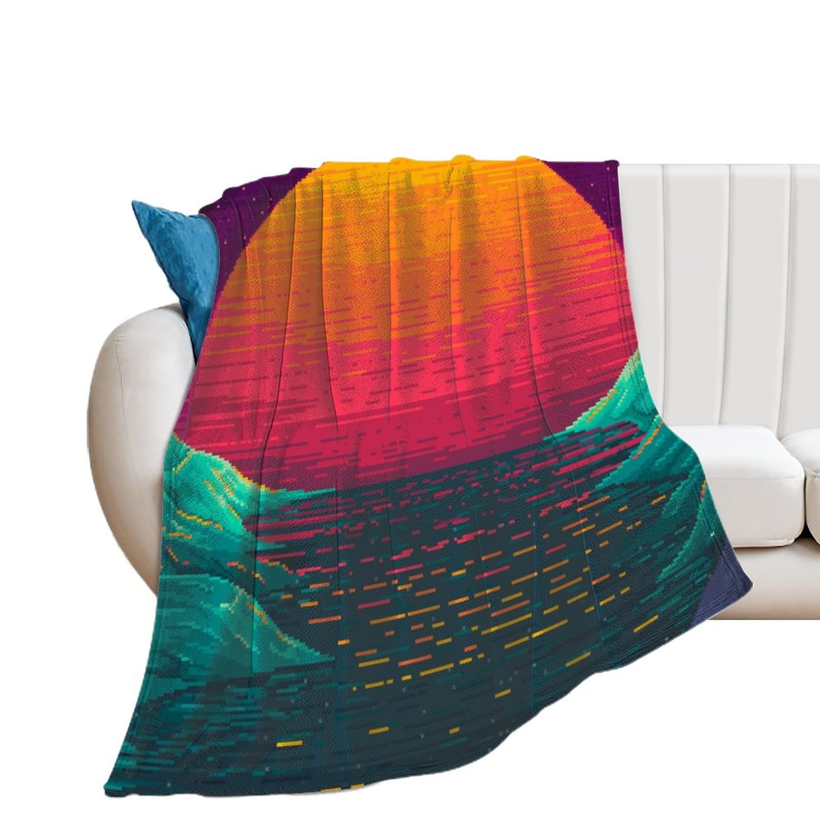 Jeté de canapé vaporwave haut de gamme en flanelle polaire douce