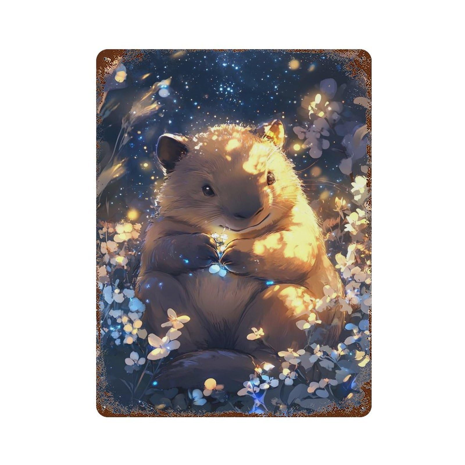 Decorative Tin Sign Cute Wombat Dreamy Artwork - Little Paws 15.7"x11.8", Novelty Wall Decor for Shed, Workshop And Garage Wall Decor