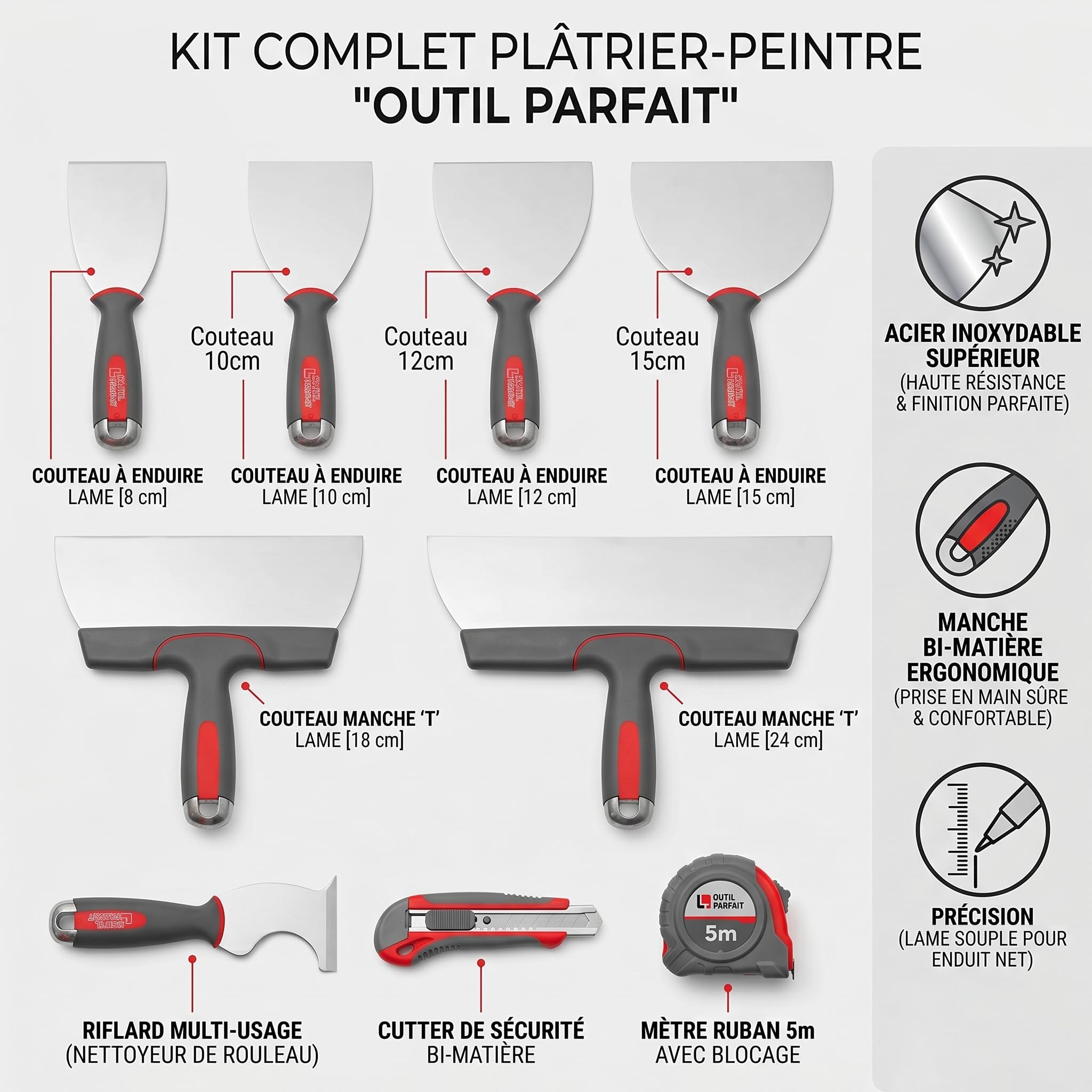 Valise de 8 pièces L'Outil Parfait ParfaitLiss lissage manuel