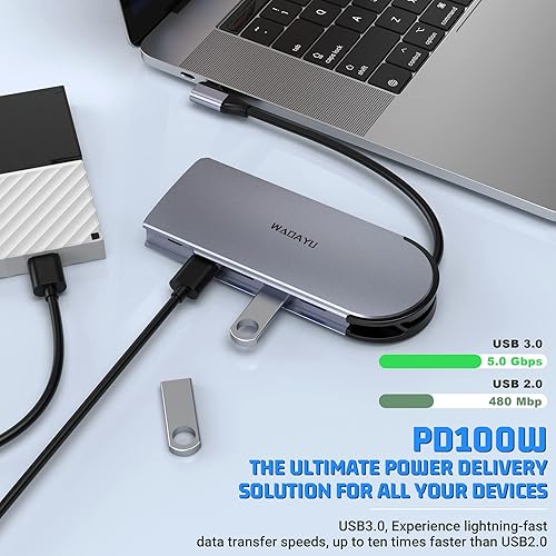 Miniatura 3 de Estación de acoplamiento para portátil con monitor doble, 10 en 1 USB C a HDMI dual 4K, USB 3.0, VGA, PD, SDTF, adaptador multipuerto USB Cestación