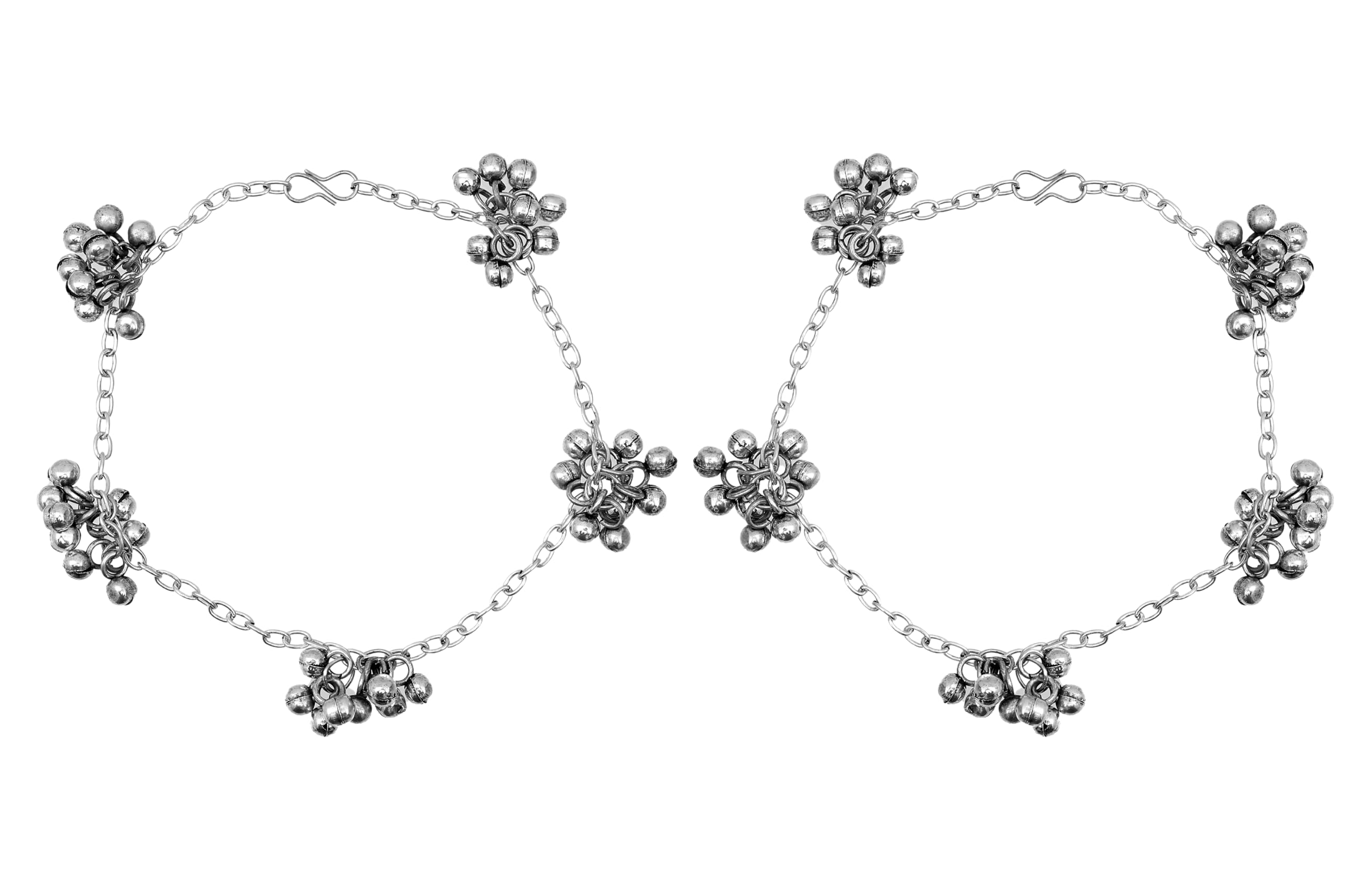 Payal for Women Traditional Ethnic Fashion Oxidized Silver Ghungroo Brass Payal Anklets-image-2