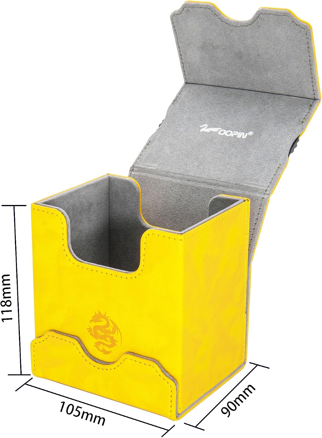 Zoopin Leather Deck Box with Built-in Spinning Life Counter, Yellow for MTG,Yugioh,Pokeman,TES Legacy,Munchkins CCG Decks and Also Small Tokens or Dice- Hold 100 Sleeved Cards or 150 Naked Cards … image 2