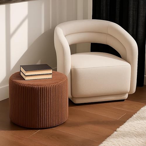 Miniatura 9 de Puf redondo otomano y reposapiés, pufs de pana suave con relleno de esponja, cómodos rellenos de esponja para sofá, escritorio, descansar tus pies,