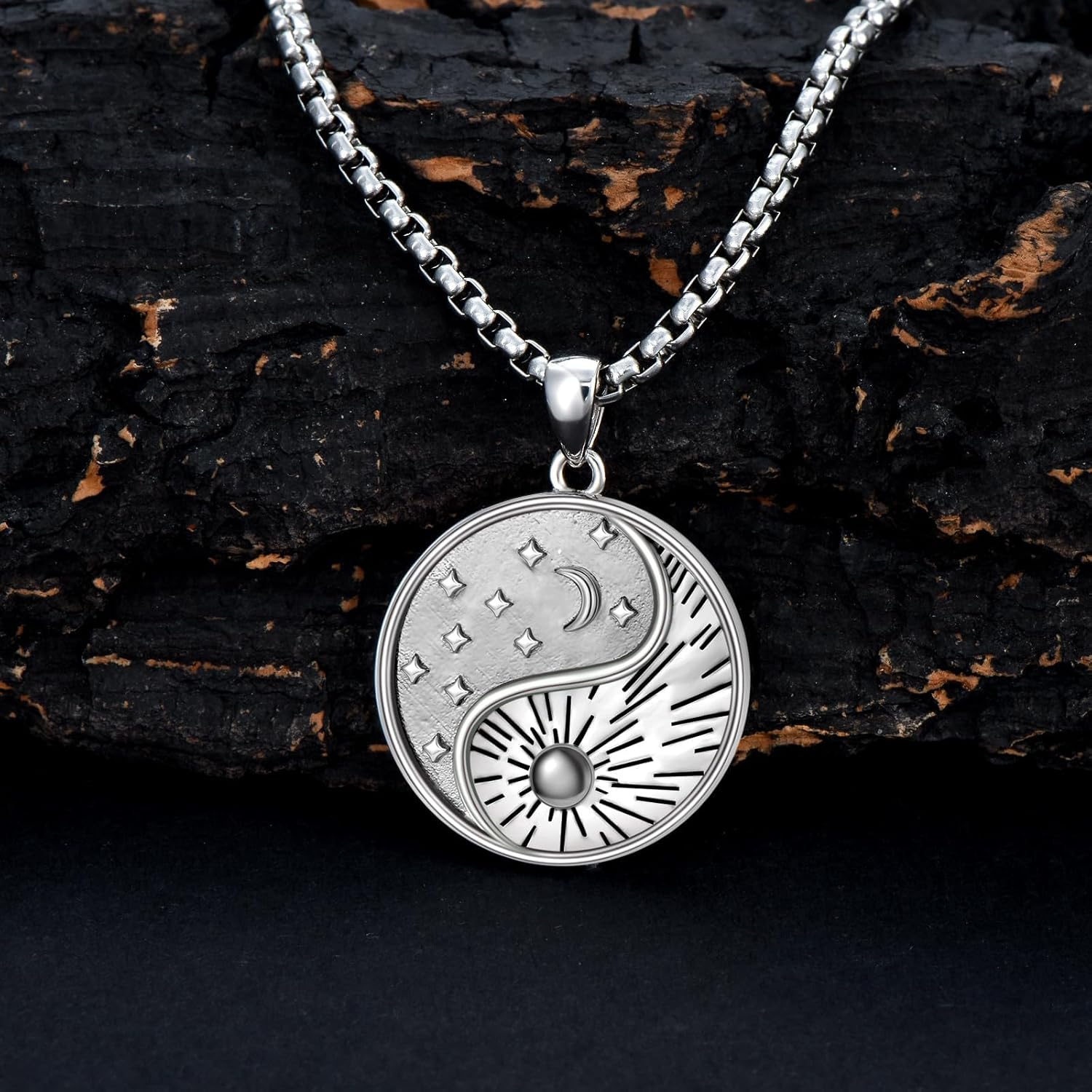 Yin and Yang Necklace for Men 925 Sterling Silver Yin Yang Pendant Jewelry Gift - Image 2