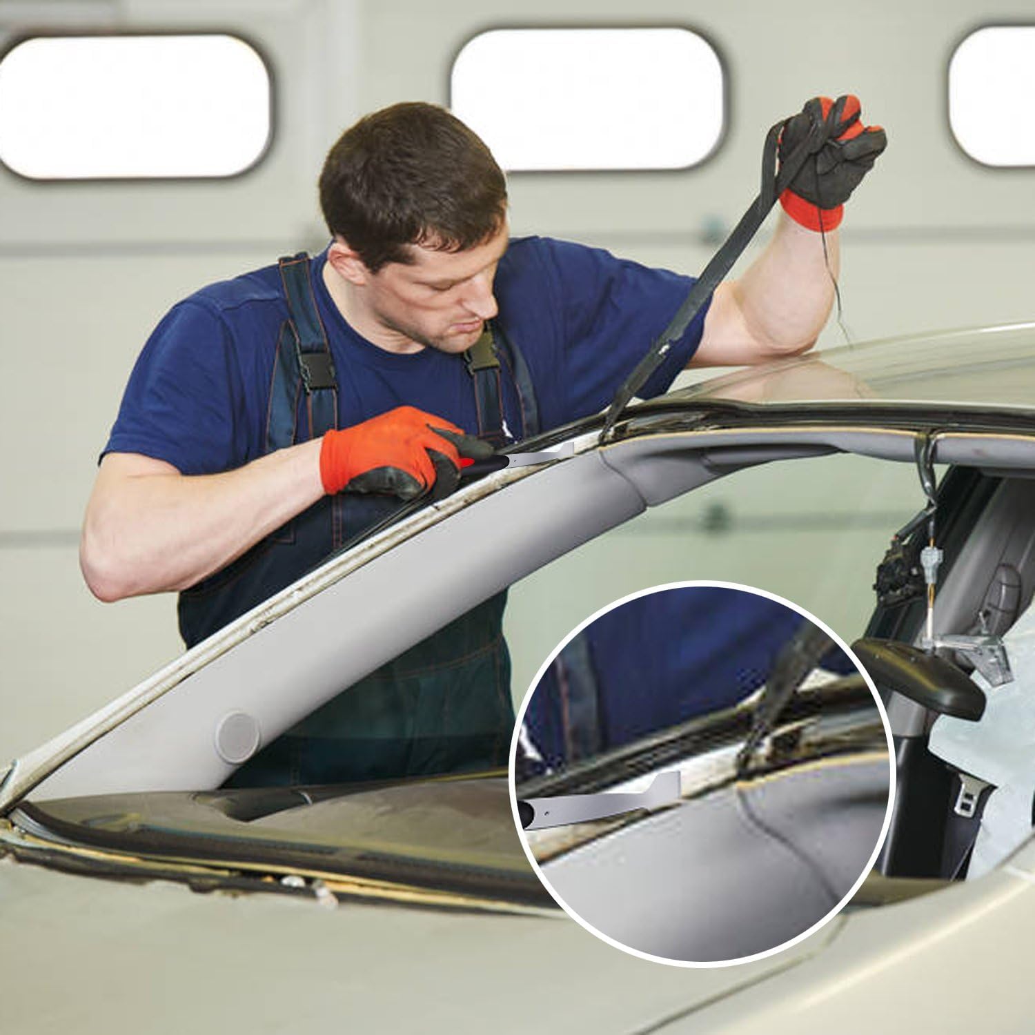 BOUSH Windshield Urethane Scraper Tool Kit | Universal Car Glass Removal Tool Kit | Windshield Removal Kit with 3 Interchangeable Blades | Professional-Grade Auto Glass Removal Tool Set