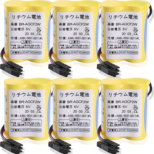 Miniatura 1 de XIAOXX (paquete de 6) 6V BR-AGCF2WA98L-0031-001#1 2200mAh PLC Reemplazo de batería de litio para sistema FANUC con enchufe negro (no recargable)