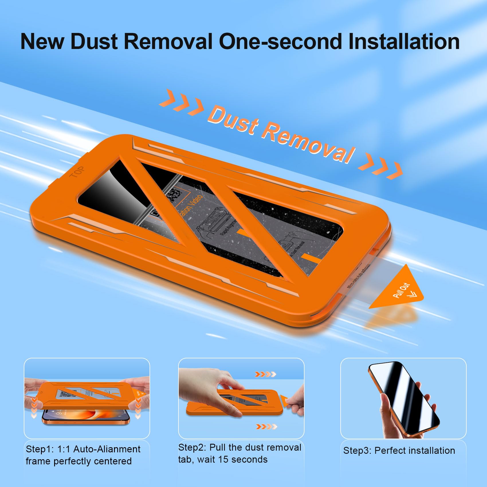 QHOHQ 3 Pezzi Vetro Temperato per iPhone 17 Pro Max + 1 Set Pellicola Fotocamera, Top 9H+ Durezza Pellicola Protettiva, [12 Piedi Antiurto di Grado Militare], Auto-Install 1s, Cover Compatibile