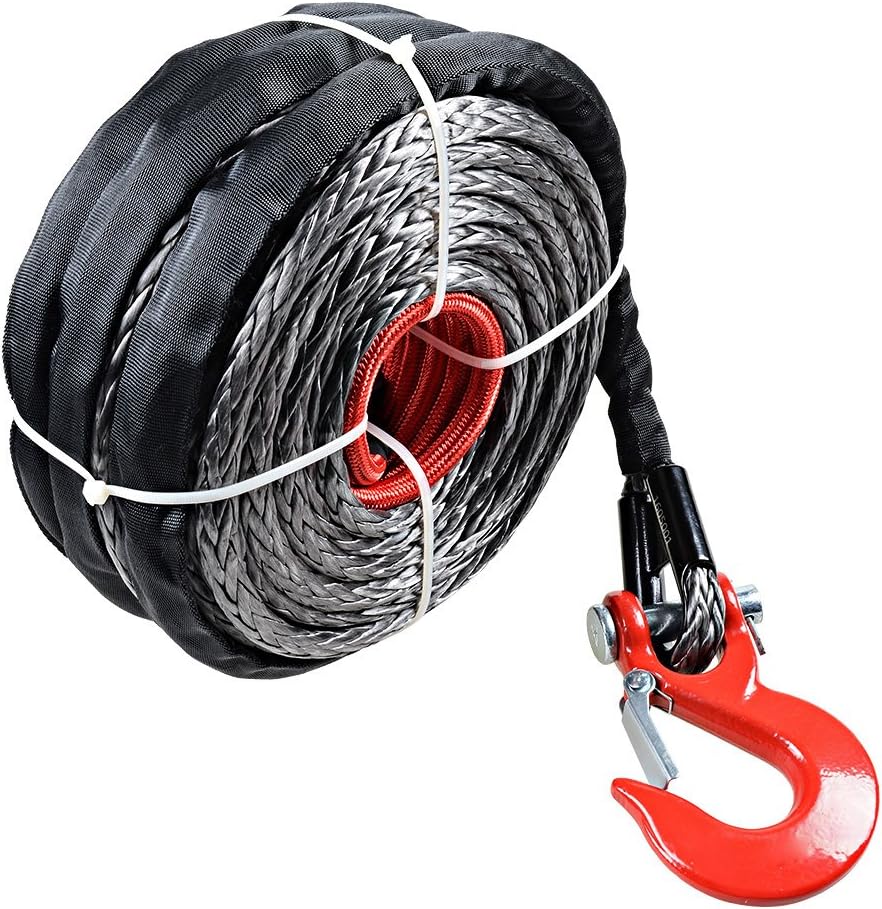 20000 Pound Synthetic Winch Rope Recovery Cable with Red