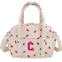 Large Lunch Bag Insulated Lunch Box for Women Men Cute Corduroy Lunch Tote Bags Reusable Lunch Bag Adult Leakproof Portable Cooler Bag for Work Picnic or TravelStrawberries C