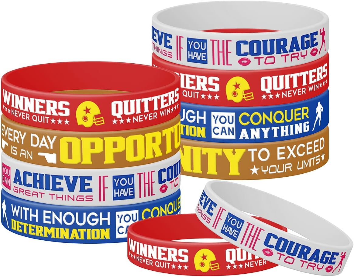 Buy 12Pack Football Motivational Sports Quotes Bracelets Rubber