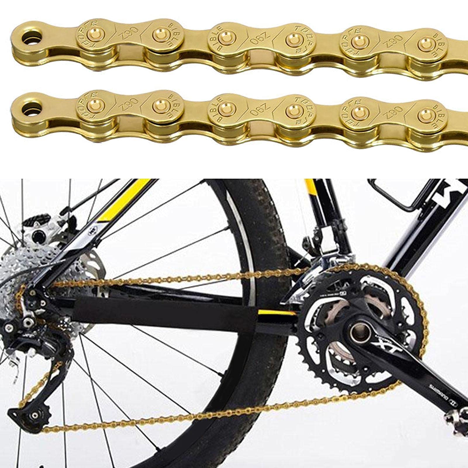 Chaîne De Vélo Inox 116 Maillons – Compatible 6/7/8/9/10 Vitesses, VTT/route, Neuve