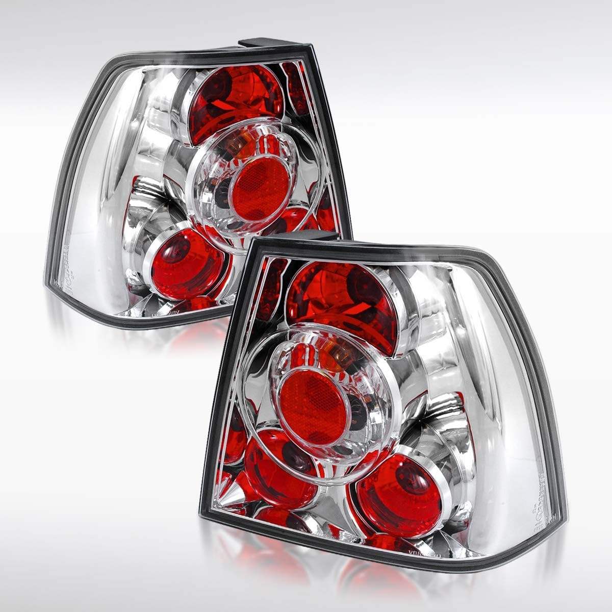 Autozensation Compatible with 1999-2005 VW Jetta/Bora MK4 4-door Sedan, Left + Right Pair Assembly, Black Housing Clear Lens Tail Lights