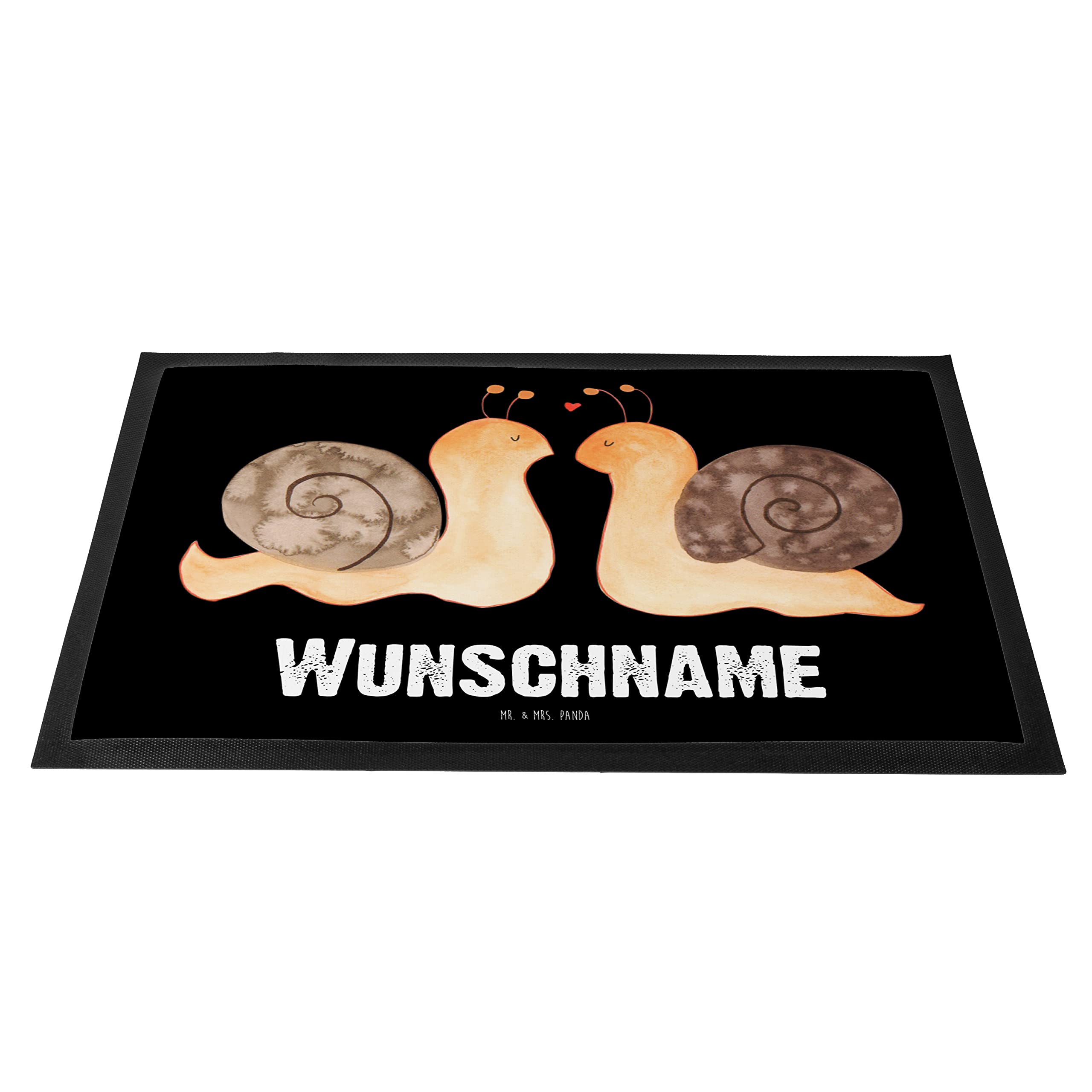 Mr. & Mrs. Panda Fussmatte personalisiert Schnecken Liebe 40 x 60 cm - Personalisierte Geschenke, Gemeinsam, Jahrestag, Fußabtreter, Türmatte, Fußmatte personalisierbar, Freundin, Paar, Große