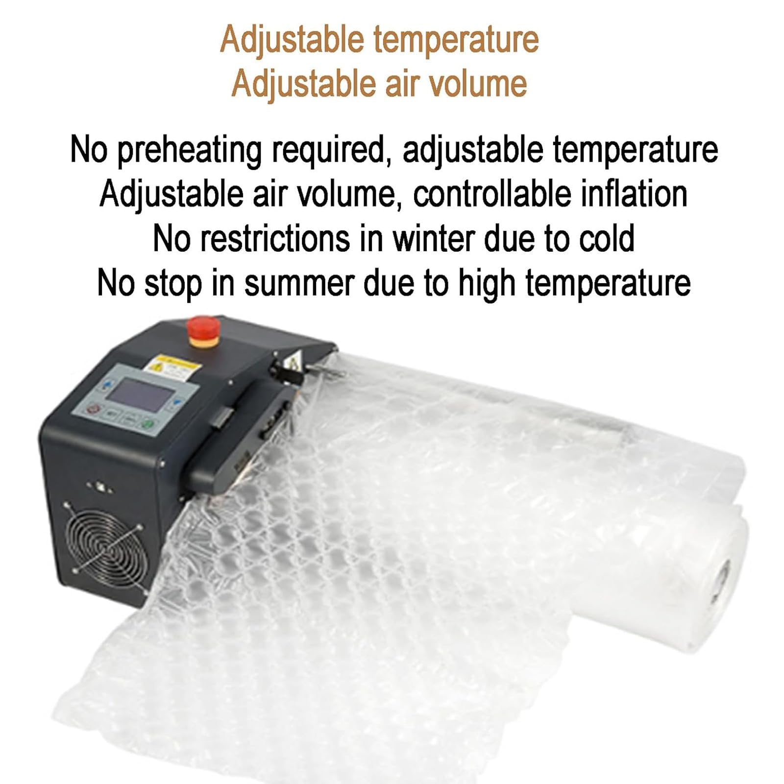 Automatyczna maszyna do owijania poduszek powietrznych z konstrukcją blokującą folię, prędkość uszczelnienia 25 m/min, regulowana temperatura, idealna do logistyki i użytku magazynowego