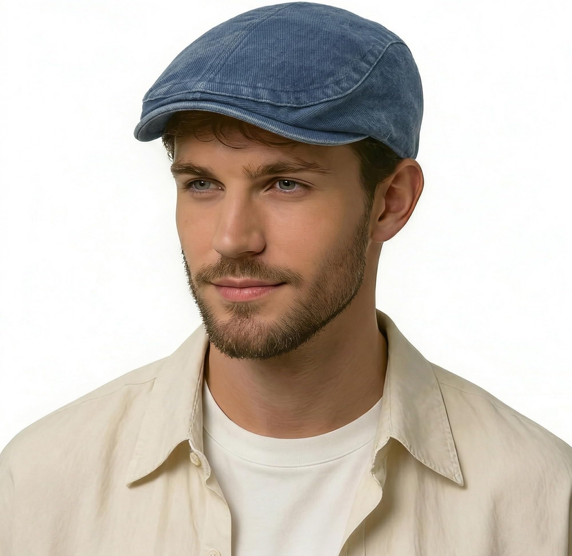 ZLYC Men Cotton Flat Cap Summer Scally Ivy Gatsby Newsboy Beret Driver Cabbie Hunting Hat
