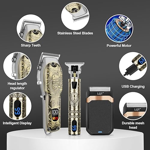 Miniatura 5 de Juego de cortapelos profesional para hombres, afeitadora eléctrica, maquinilla de afeitar inalámbrica, cortadora de pelo, cortadora de barba, kit de