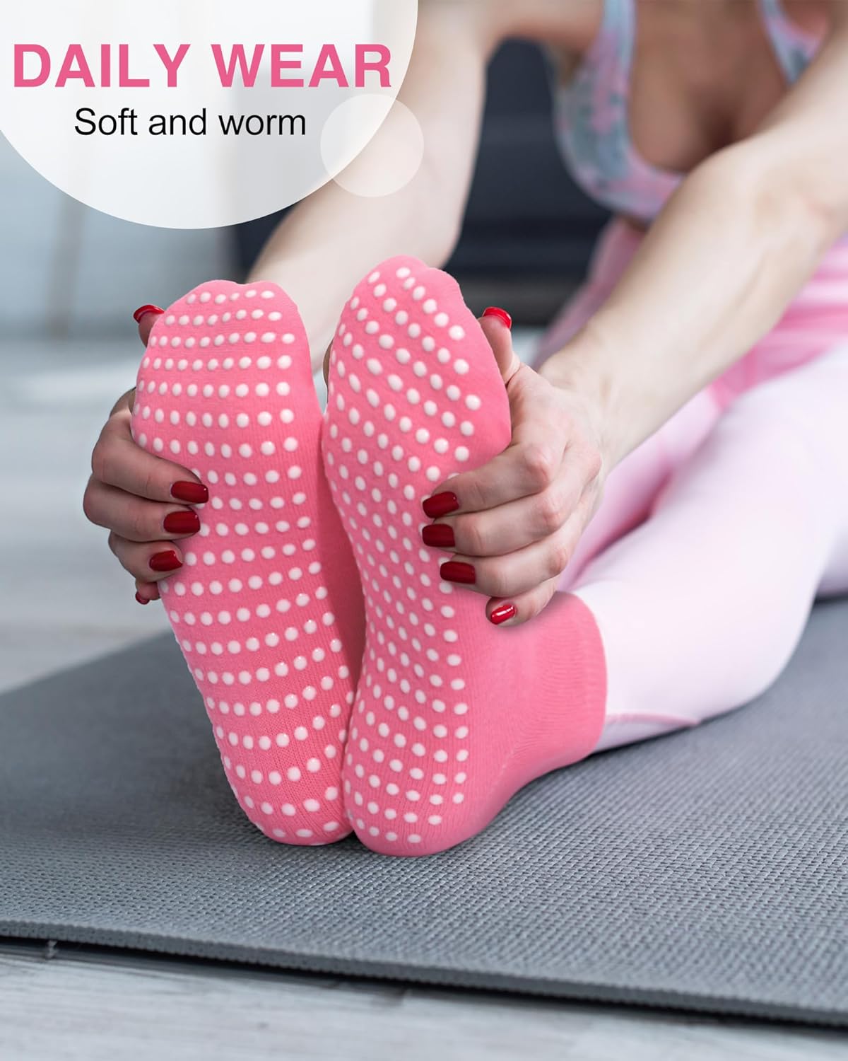 Chuarry 60 Pairs Cotton Yoga Socks Non Slip Skid Sticky Socks for Women Elderly Hospital Pilates Ballet Barre