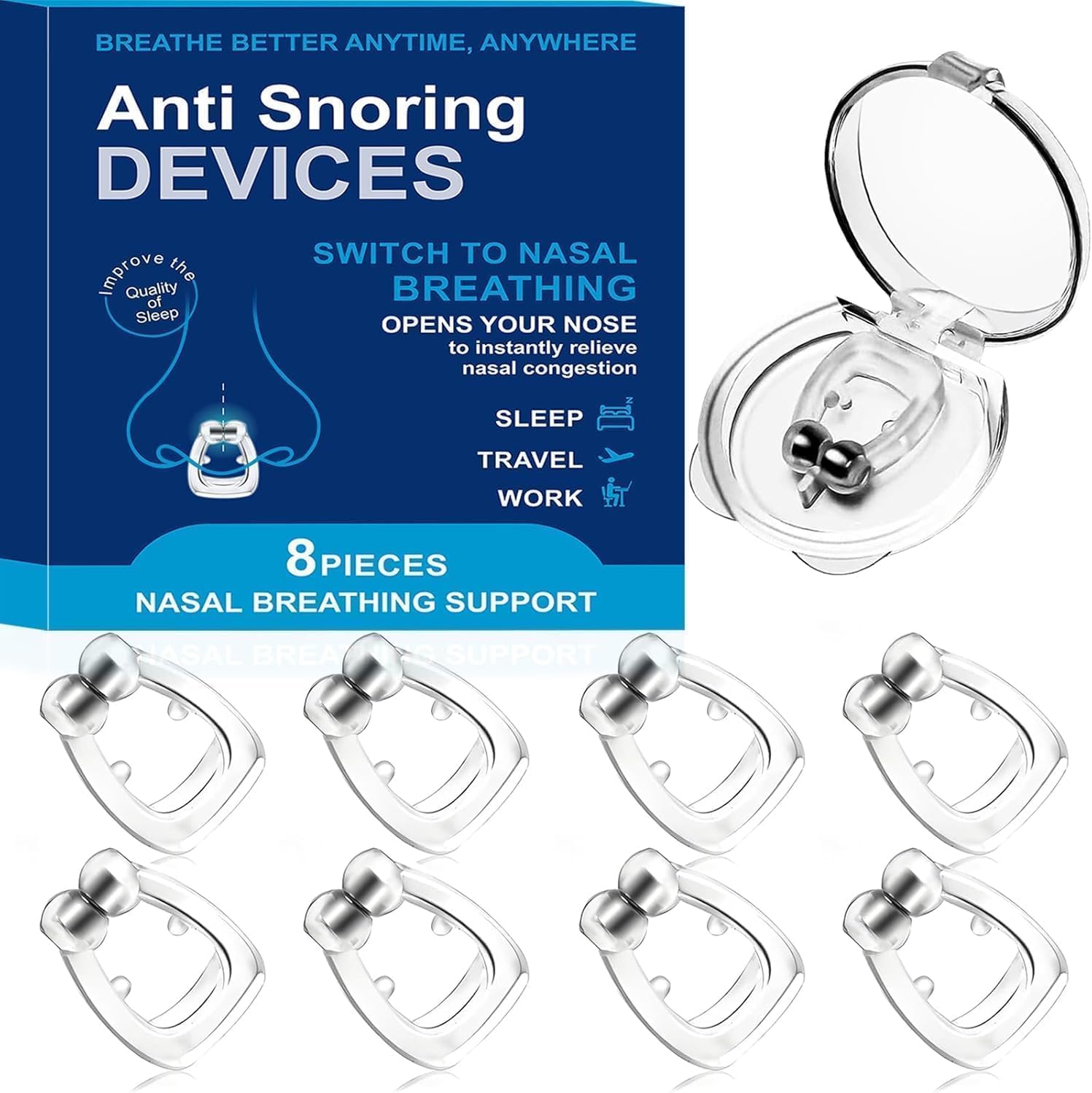 Anti Snoring Devices Silicone Magnetic Anti Snoring Nose Clip Nasal Strip for Snoring with Adjustable Magnet Magnetic Nasal