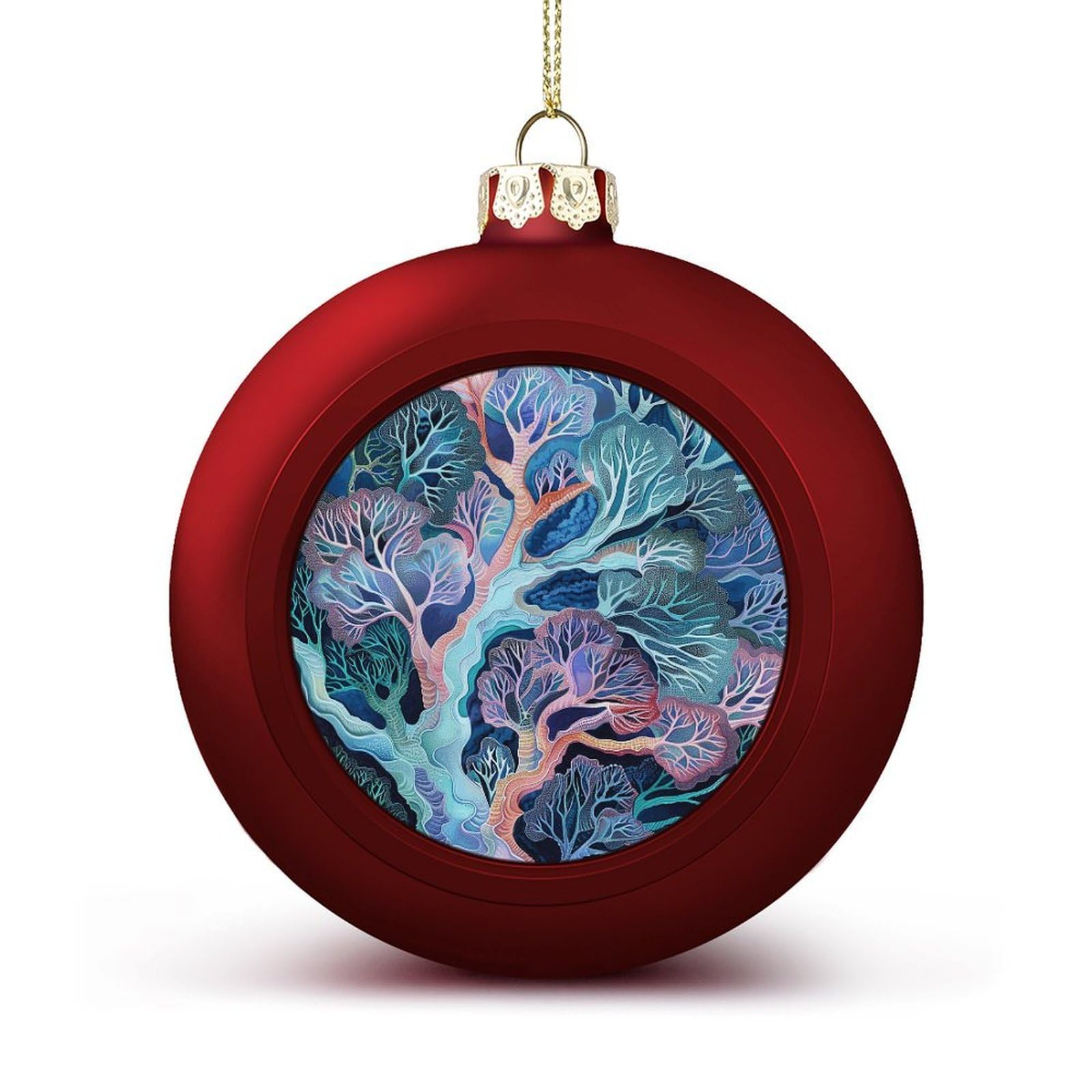 Fan Coral Image Christmas Balls Ornaments for Xmas Christmas Tree 1.6" Hanging Shatterproof Xmas Balls Hanging Decor Pendants for Holiday Party Outdoor Indoor DIY Craft Supplies