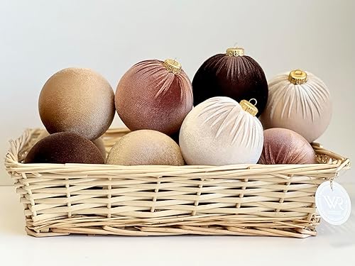 Miniatura 5 de Brown Christmas Handmade Velvet Ornaments, Bulk Christmas Balls, Christmas Tree Bulbs, Christmas Decorations, Christmas Gift Idea, Set of 12