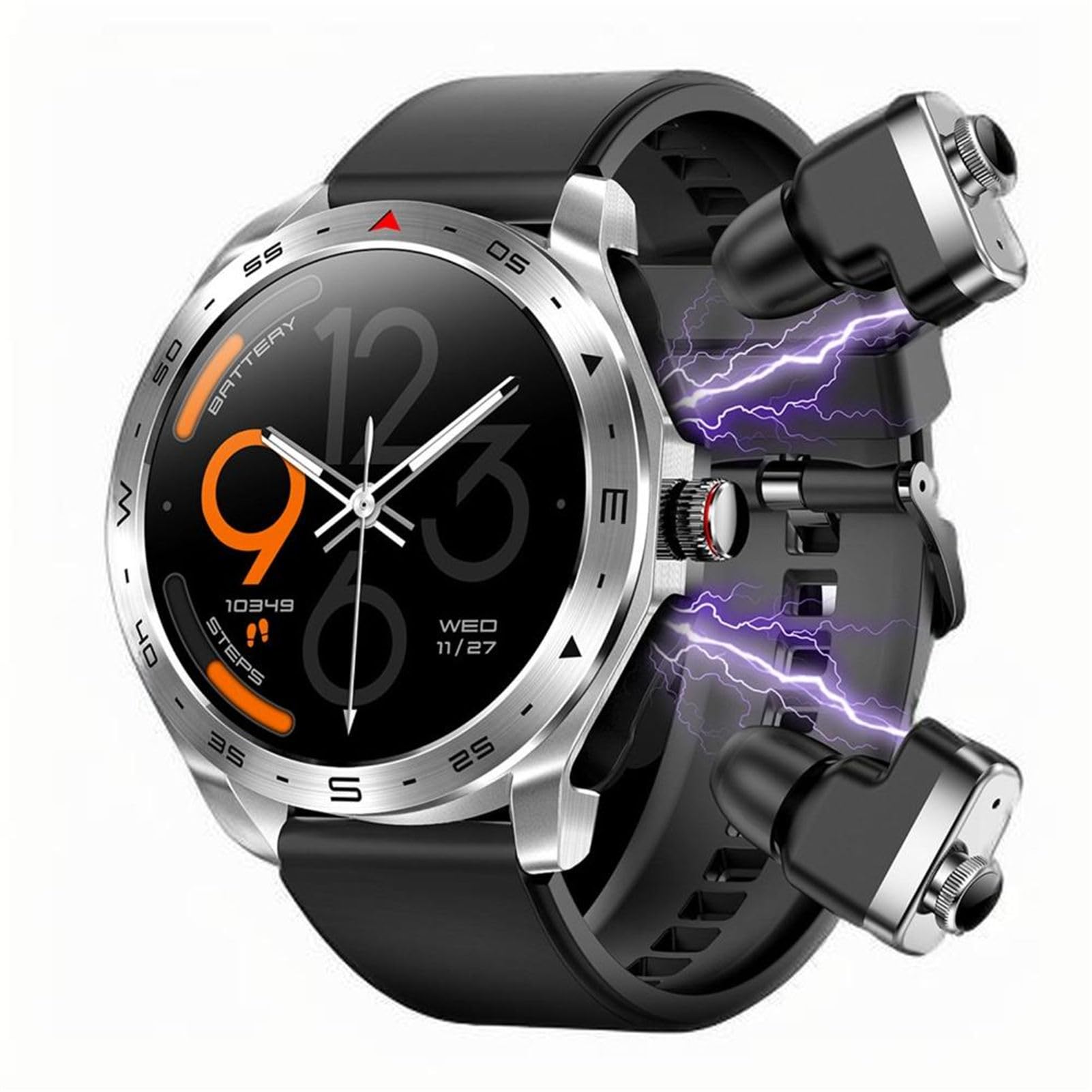 Fabater Reloj Inteligente con Auriculares, Reloj Deportivo IP67 Impermeable | Pantalla HD 360×360 px, 60 Hz y 341 ppi; auriculares BT, clima y deporte, Responder y Realizar Llamadas, for Uso Deporte