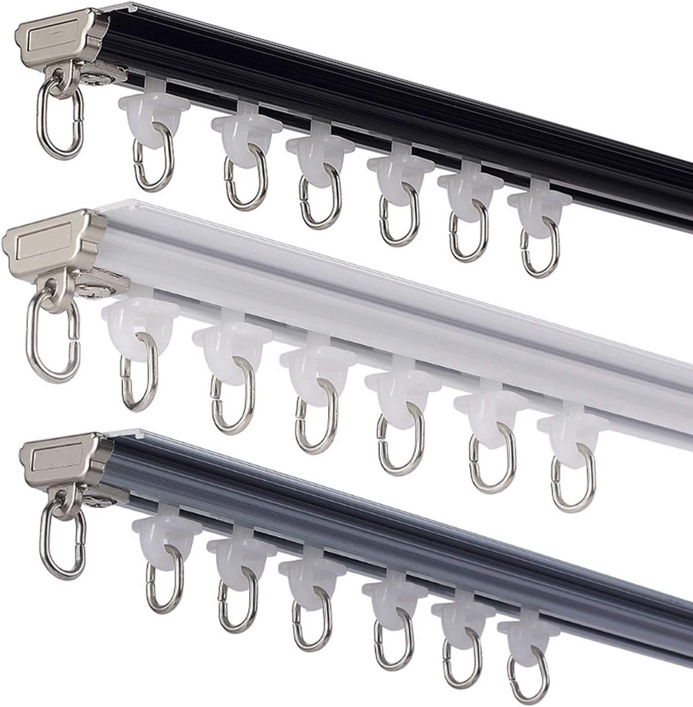 1-6m Room Divider Curtain Rod, Heavy Duty Aluminum Ceiling Track, Soundproof Curtains for Office, Living Room, Bedroom, Small Spaces (A, 160cm/2 * 80cm)