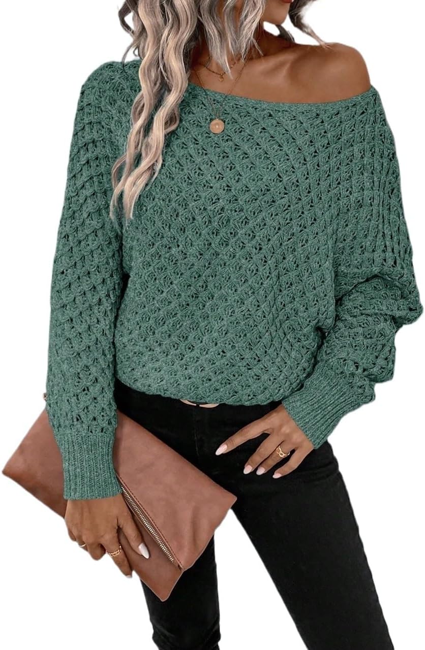 Women's Casual Fashion Sweater Fashionable Solid Color Long Sleeve Casual Knit Pullover Sweater