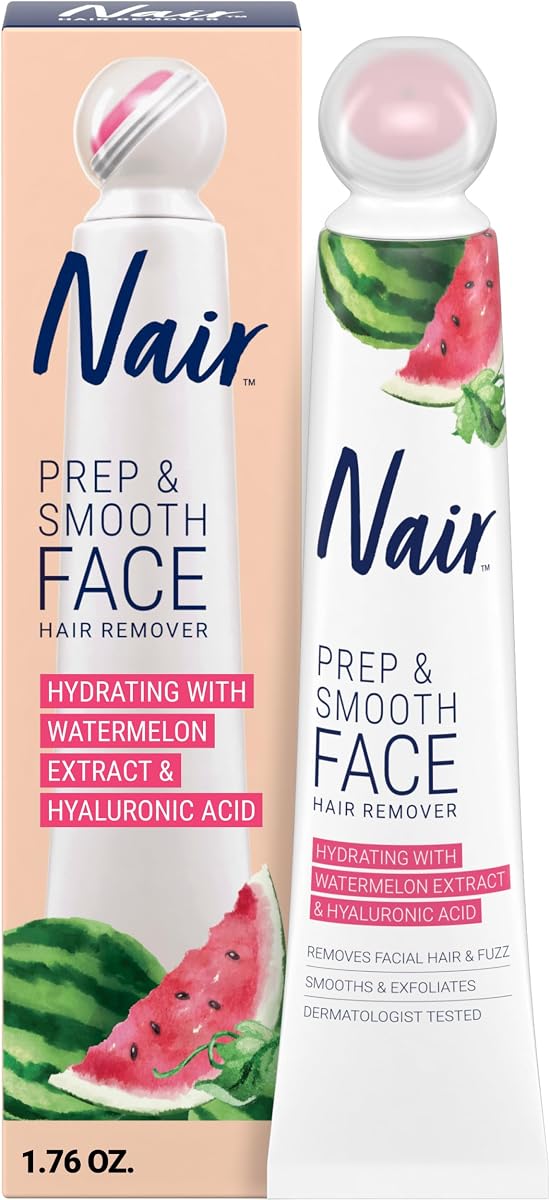 Prep & Smooth Face Exfoliating Depilatory Cream for Women - Effective Hair Removal for Smooth Skin with Hyaluronic Acid, 1.76 oz | Dermatologist-Tested, Hyaluronic Acid, Watermelon Extract, Face Fuzz Removal, Upper Lip, Chin & Cheek Hair Removal