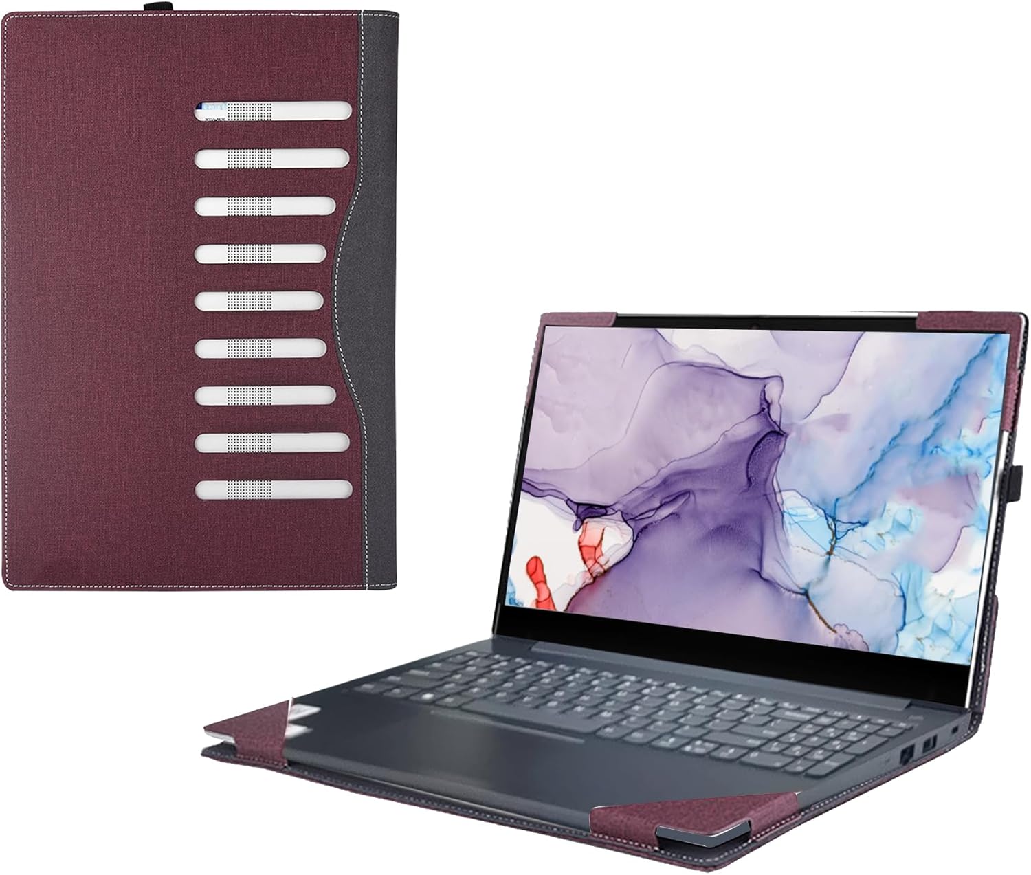 Laptop Cover for Lenovo V15 G6 ITN | G5 IRL| G3 ABA| G3IAP| G2 IJL| G4 ABP| G4 AMN | G4 IAH| G4 IAN|G4 IRU15.6 PU Leather Inner Pocket Cover (Red Wine)