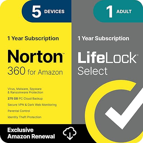 Norton 360 with LifeLock Select Bundle, 1 Year Subscription -