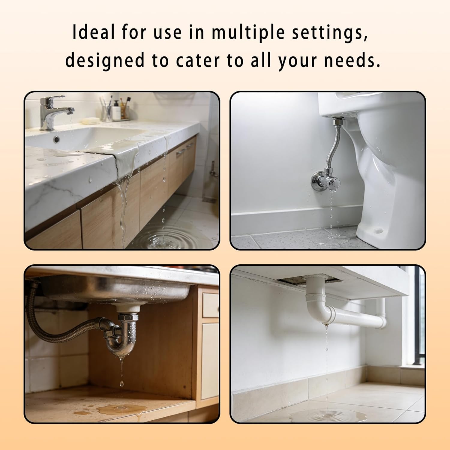 Water Alarm Leak Detector, Water Leak Detector with Cable, 100dB Adjustable Sound Alarm & Real-Time App Alerts WiFi Water Sensor for Home, Kitchen, Bathroom, Warehouse, 3 Packs