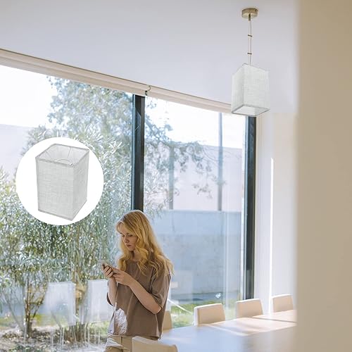 Miniatura 6 de Pantalla de lámpara de mesa, pantalla de lino, pantalla cuadrada, rectangular, de lino, clip, pantalla de mesa, cubierta de luz de repuesto,