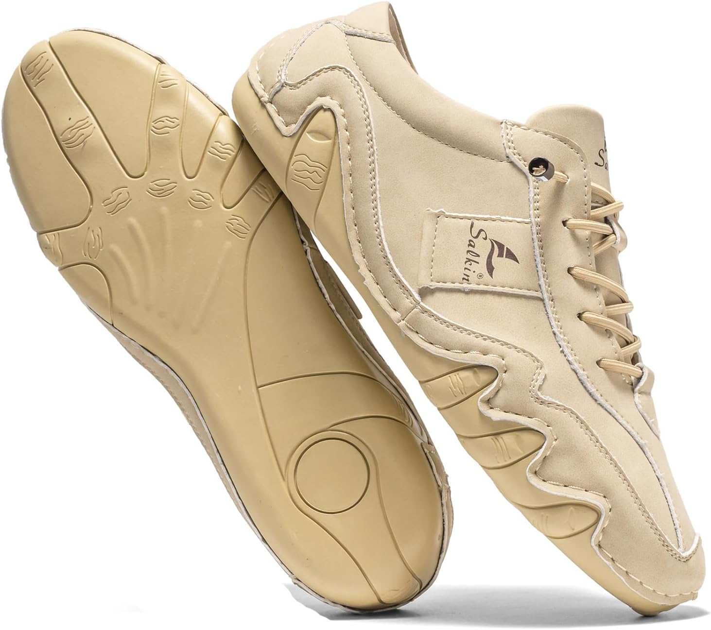 Men's Comfortable Barefoot Walking Shoes Fashion Lightweight Zero Drop Elastic Lace-up Slip-on Casual Driving Shoes