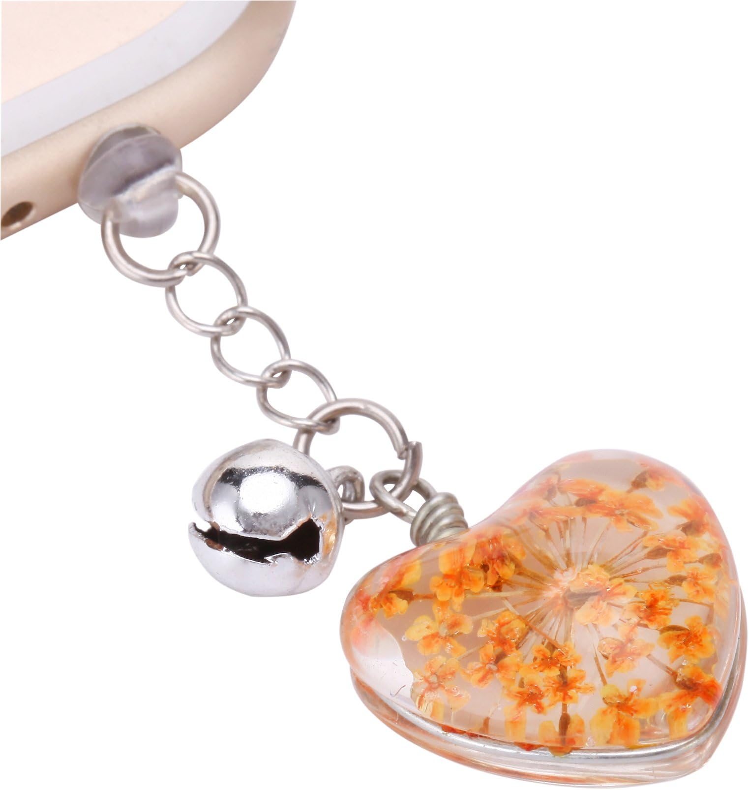 VaporMao Handmade Real Flower Anti Dust Plug/Ear Cap/Cell Phone Charms for iPhone, iPad, iPod, Samusung and Other 3.5mm Ear Jack, Orange