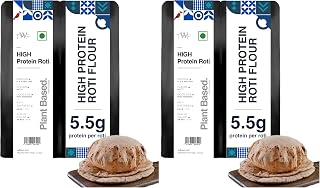 TWF High Protein Flour 1kg 5.5g Protein per Roti Plant-Based & Vegan Whey Protein Alternative Clean, Nutty Taste Ideal for Rotis & Parathas (Pack of 2)