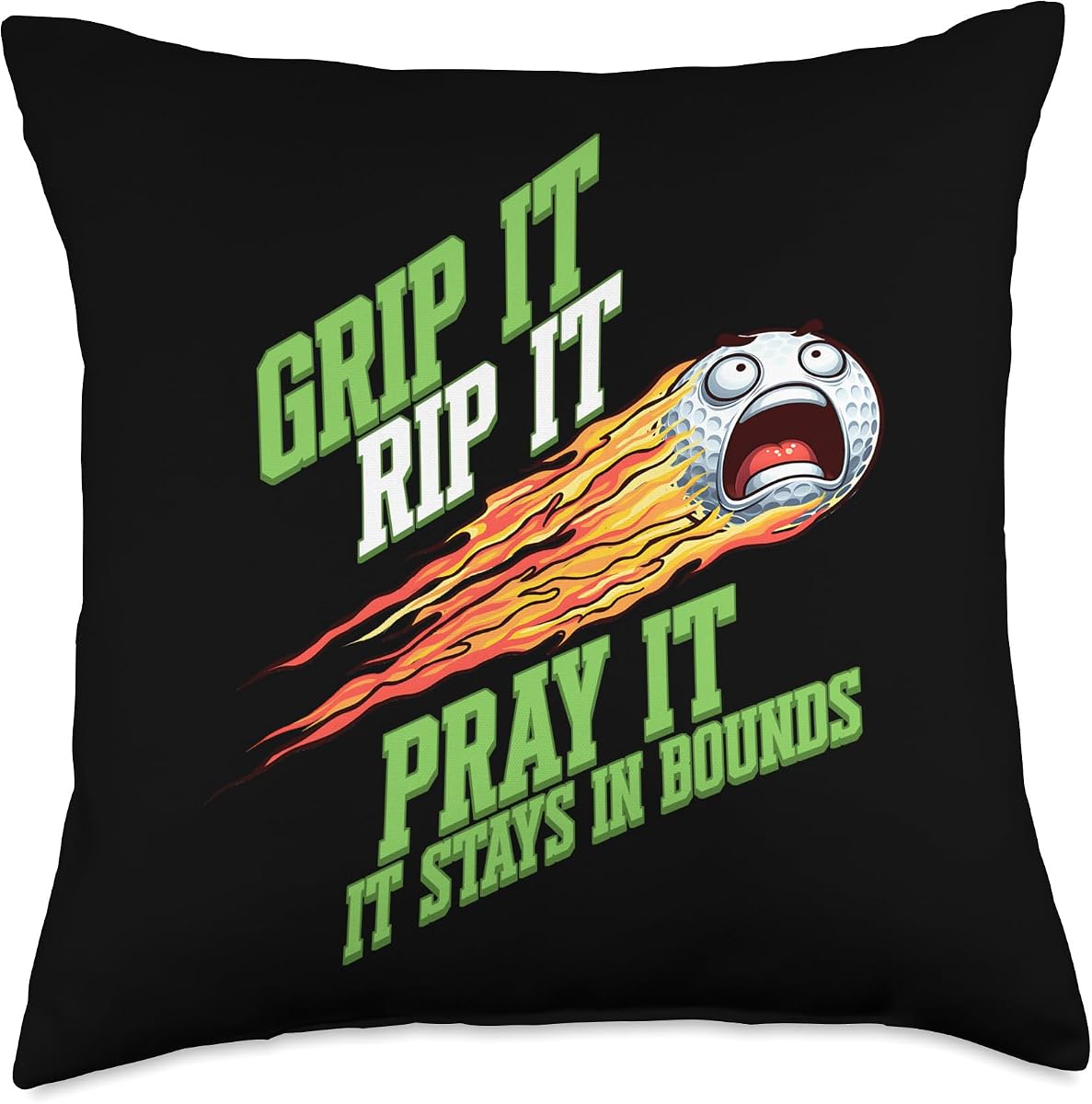 Grip It and Rip It Long Drive Funny Golf Design Throw Pillow
