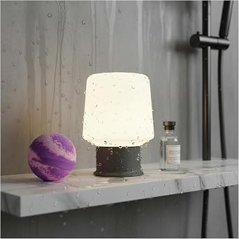 Bluetooth Mushroom Desk Lamp, IP67 Waterproof, Rechargeable 2600mAh | 3 Color Tamps,LED Dimmable Ambient Lighting,Portable Ambient Table Lamp,Small Retro Touch Bedside Light for Bedroom Decor
