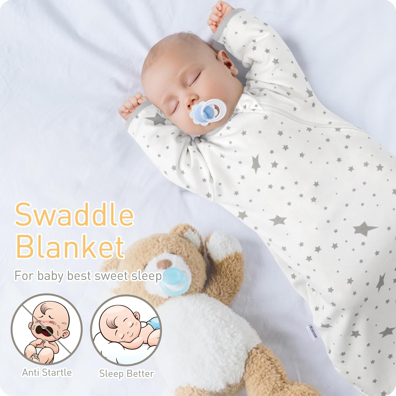 Transitional Swaddle Sack with Arms Up Length Sleeves and Mitten Cuffs 0-3 Months Wearable Swaddling Blanket Sleeping Bag Cotton for Newborns Baby Boys Girls Sleep Sacks Snug Fit Calms Startle Reflex - Image 2