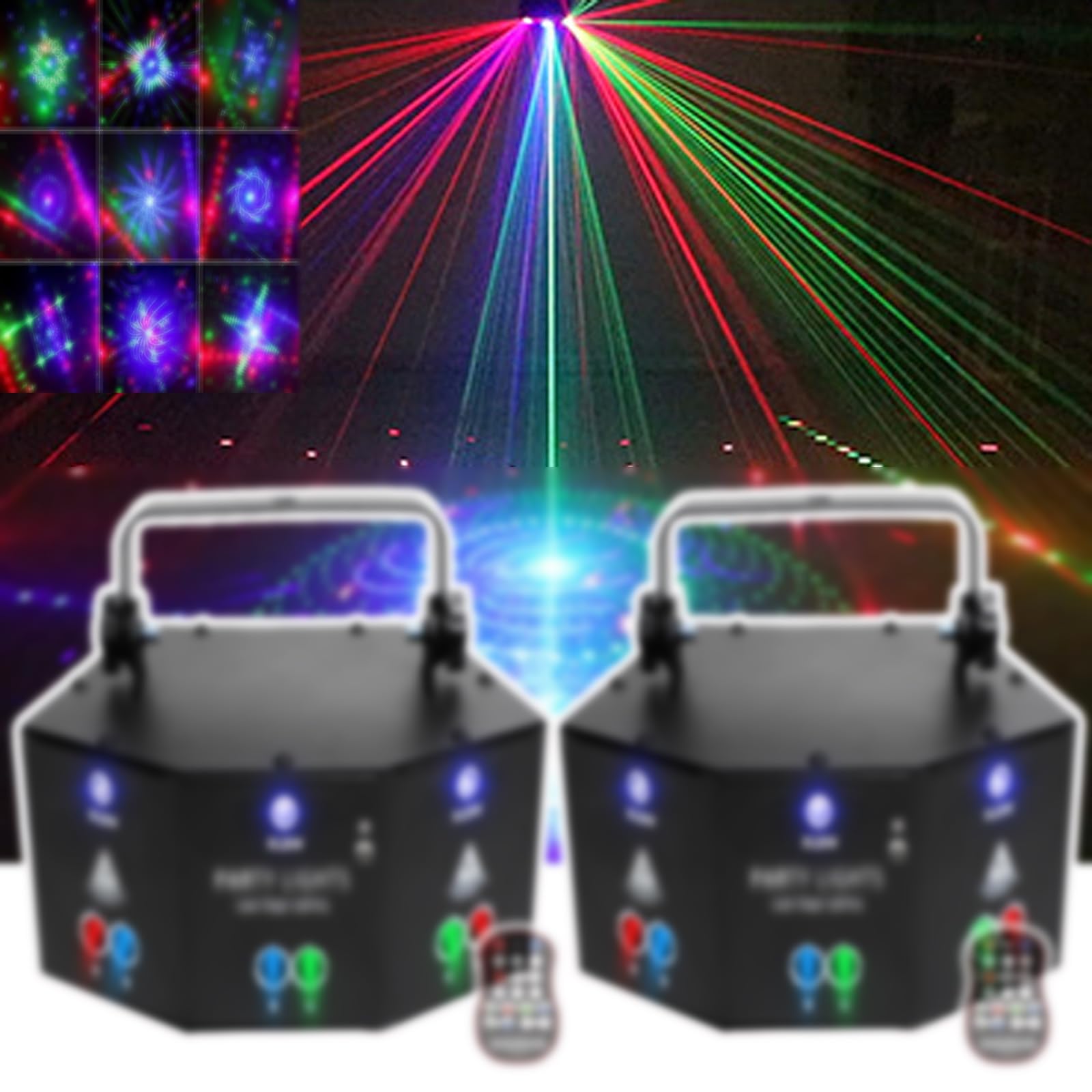 Oświetlenie Dj-Skie Na Imprezę,2 Szt. Sprzętu Oświetleniowego,Sterowanie Głosem/Lampa Błyskowa/Samojezdne,Z Pilotem,Funkcja Pamięci,Fajne Efekty Sceniczne,Do Klubu,Tańca,Baru,Na Koncert