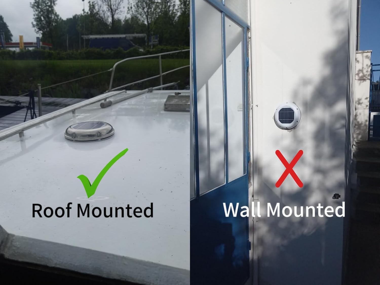 Solar Vent Automatic Ventilator Roof Mounted Fan Max Airflow 11.6cfm Low Air Volume Ventilate Area Around 5㎡ Airduct 116mm for Boat Motorhome Greenhouse Kitchen (white)