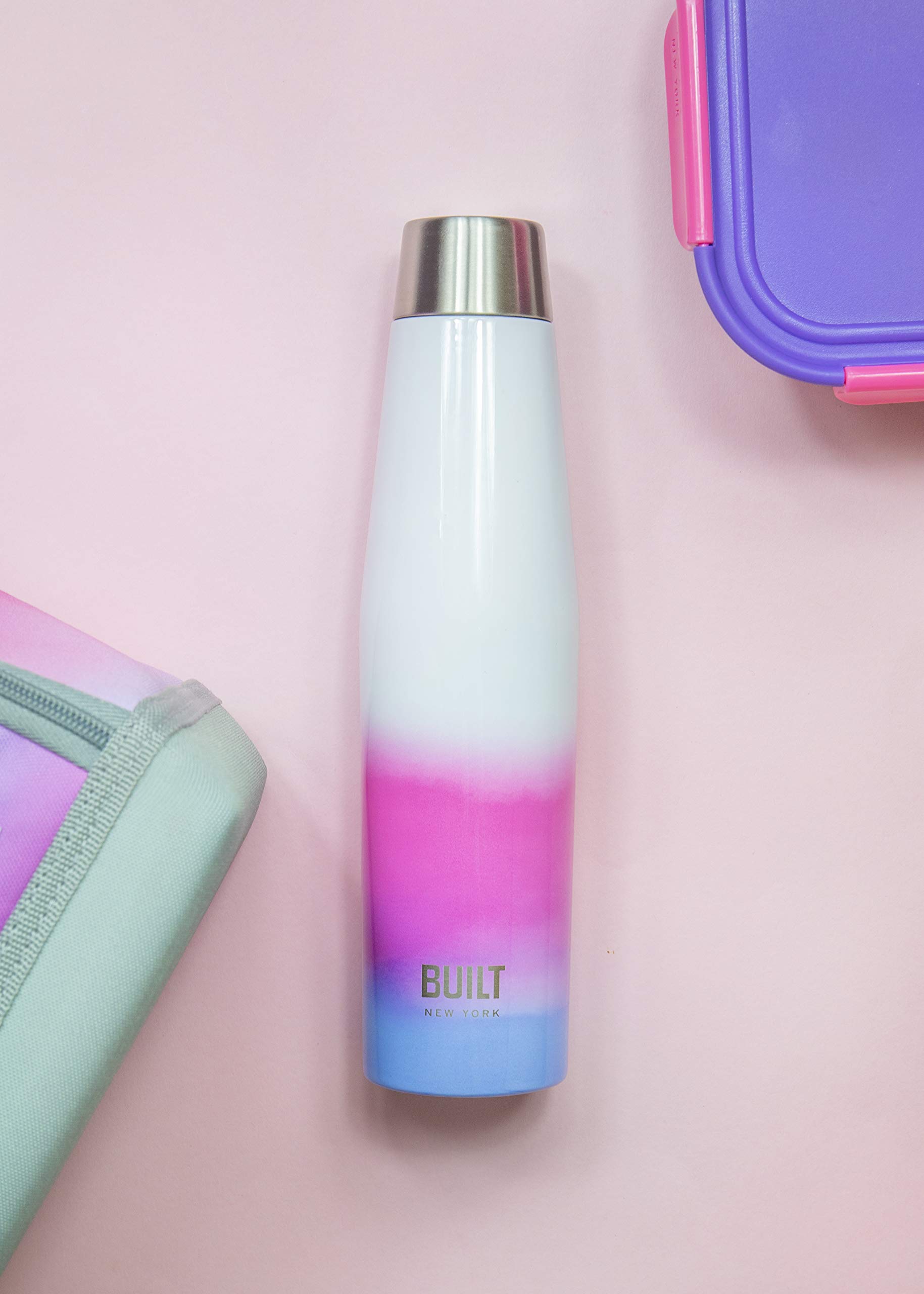 BUILT Apex - Bouteille Isotherme avec Bouchon Hermétique, 100% Réutilisable, Sans BPA, Gourde en Acier Inoxydable 18/10, 540 ml, Motif "Interactive"