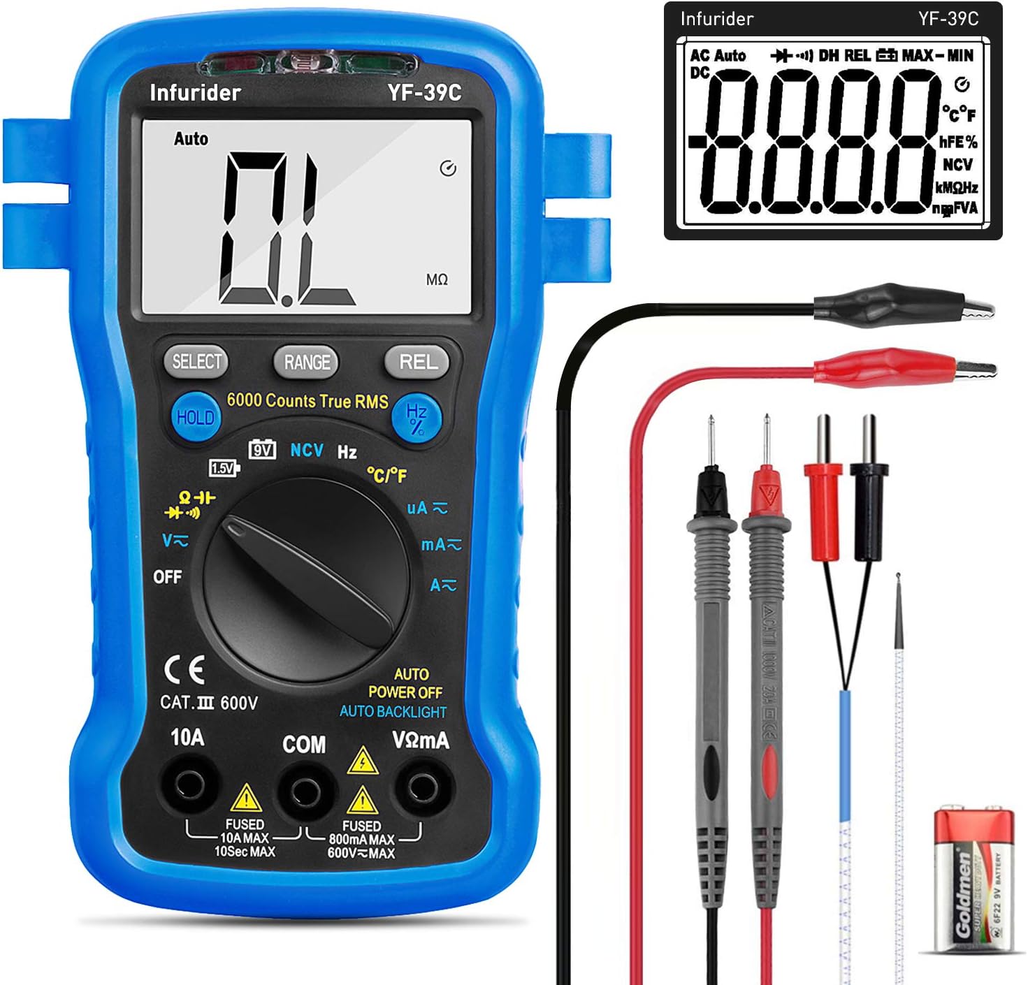 Digital Multimeter INFURIDER YF39C 6000 Counts TRMS Auto Ranging