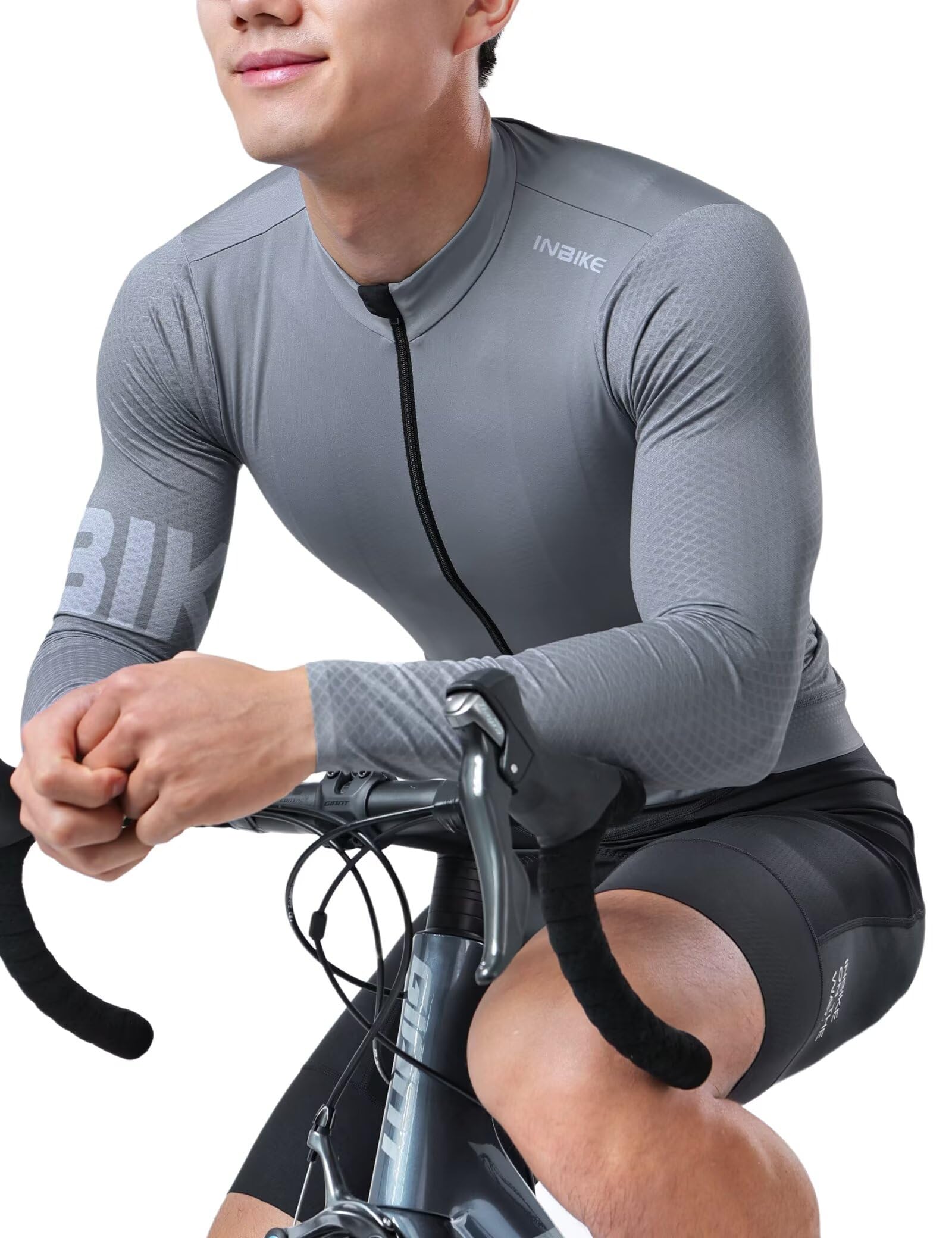 INBIKE Radtrikot Herren Rennrad Trikot Langarm Atmungsaktiv und Leicht mit 4.5CM Anti-Rutsch-Gewebe Fahrradtrikot für Radfahren Wandern und Fitness MZLS513