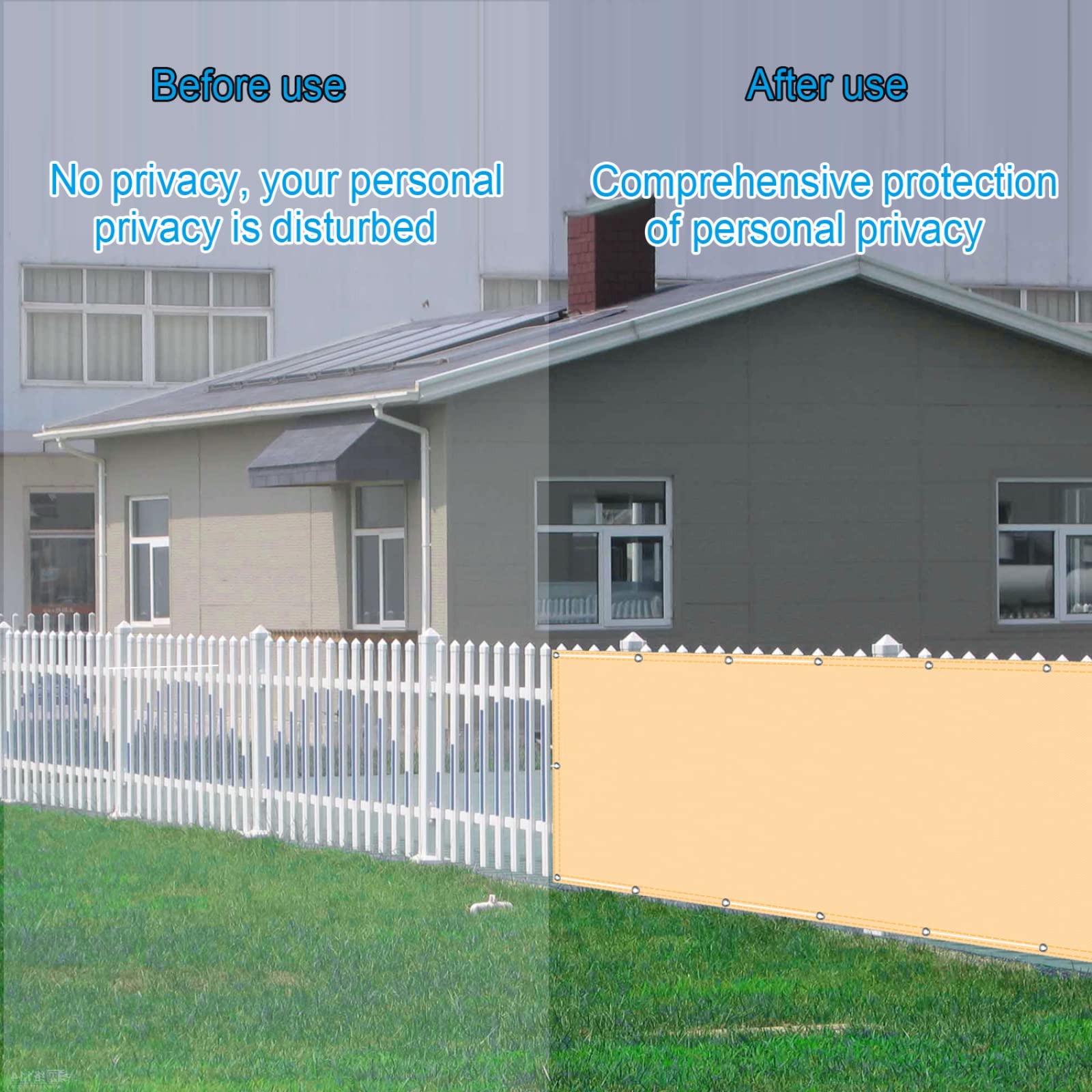 100 x 500 cm syntetyczna osłona przeciwwiatrowa i przeciwsłoneczna do ogrodu, na patio, taras, balkon, zawiera opaski kablowe i linę, kolor beżowy