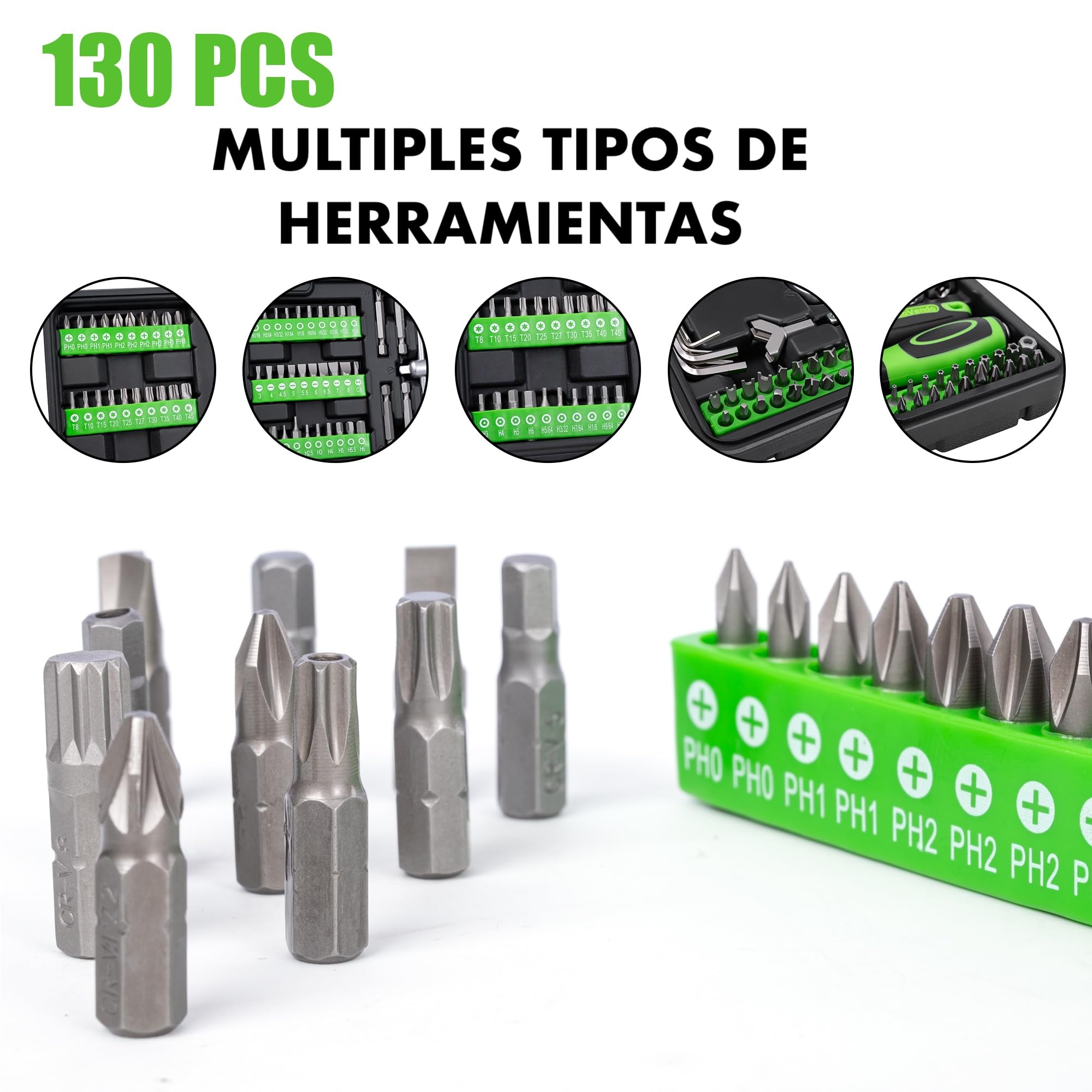 130pcs Professional Complete Tool Case | Ideal Small Size Car | With Socket Set, Screwdriver Bits and Ratchet | Chrome Vanadium — view 5