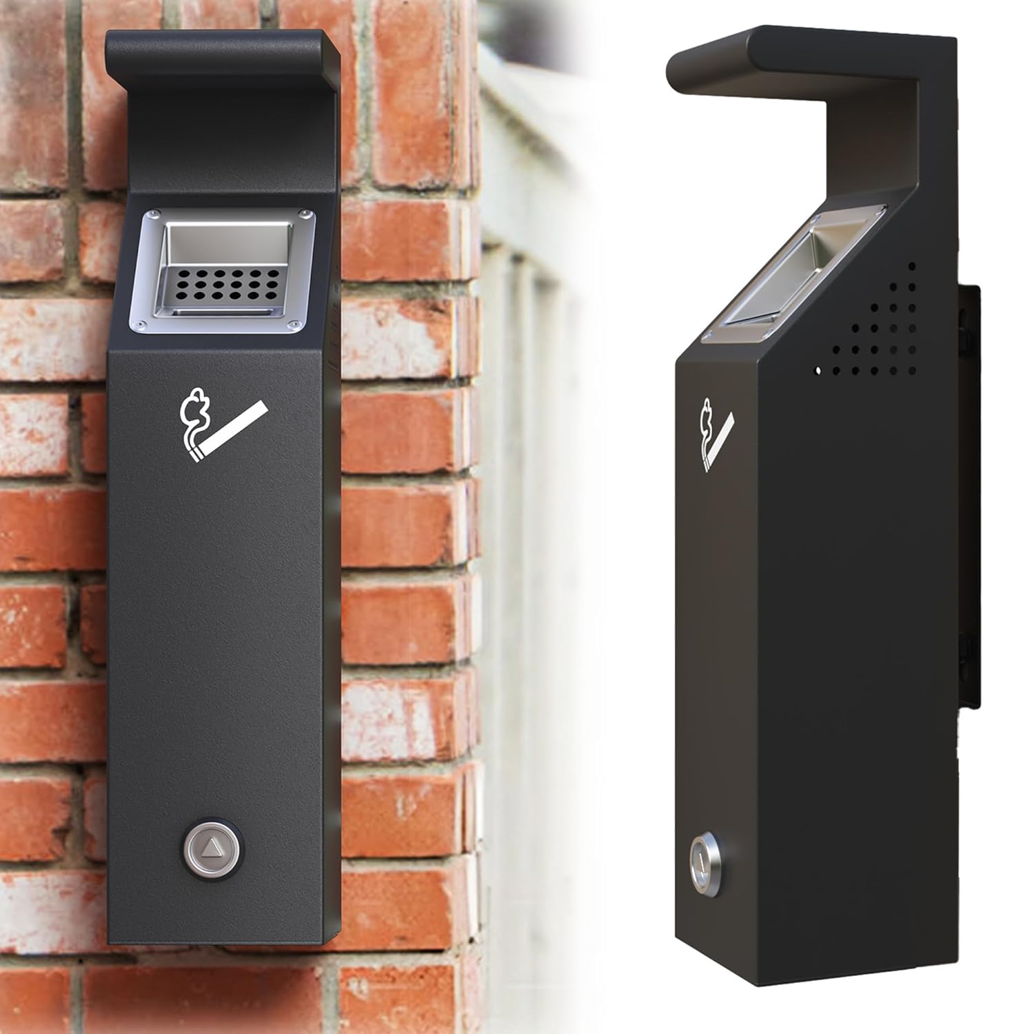 lukar Wall Mounted Trash Receptacle with Lock, Commercial Trash Can Collector Container for Yard, Garden, Office, Restaurant, Hotel, Bar
