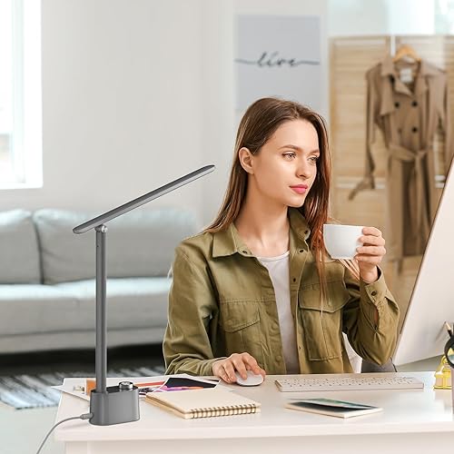 Miniatura 8 de Honeywell Lámpara de escritorio LED mejorada - H01 Pro Sunturalux Luz de escritorio plegable con puerto de carga USB A+C, 3 modos de color Lámpara