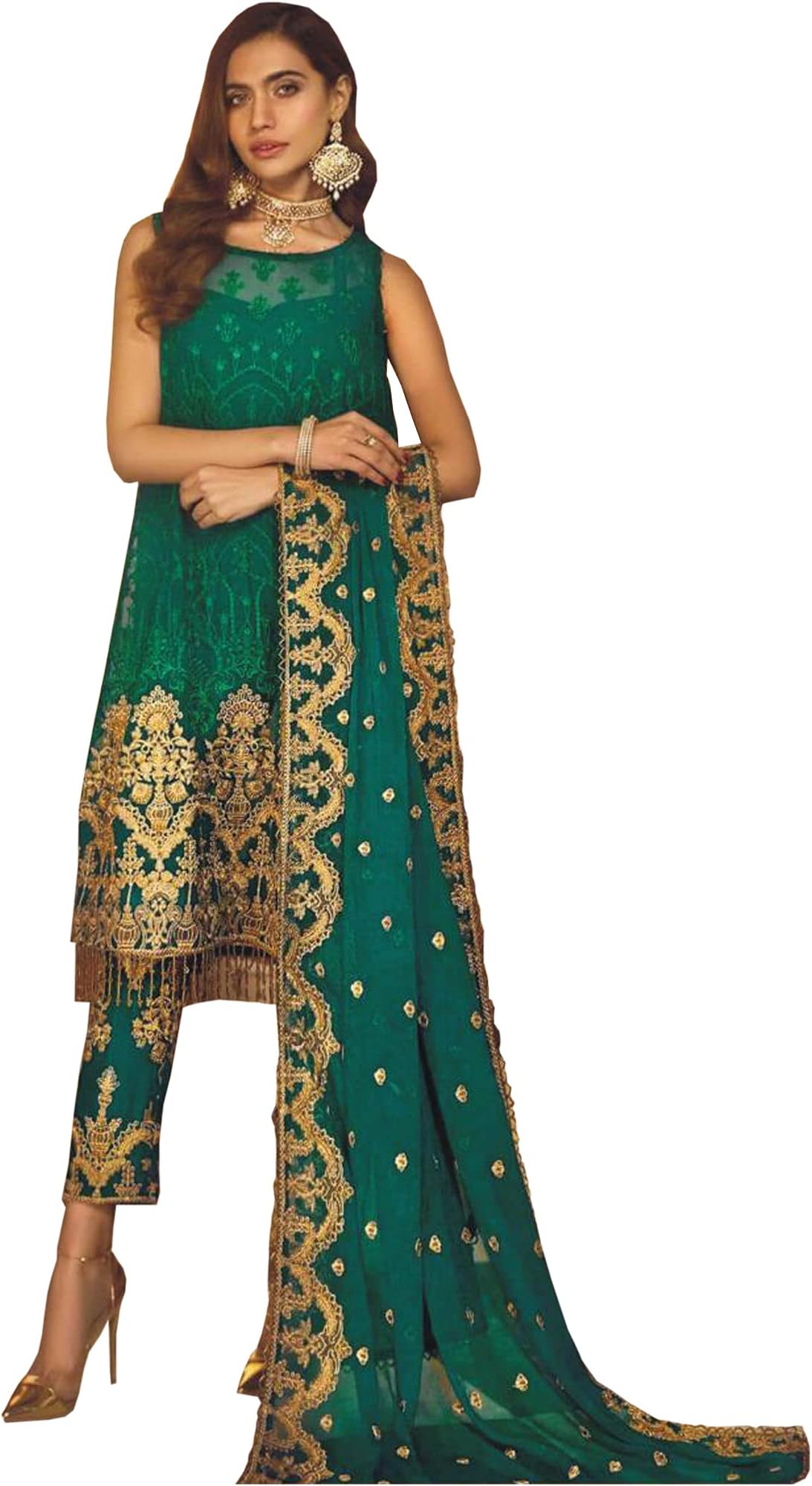 stylishfashionHeavy Embroidery Worked Salwar Kameez Palazzo Pant Suits Ready to Wear Trouser Pant Dress
