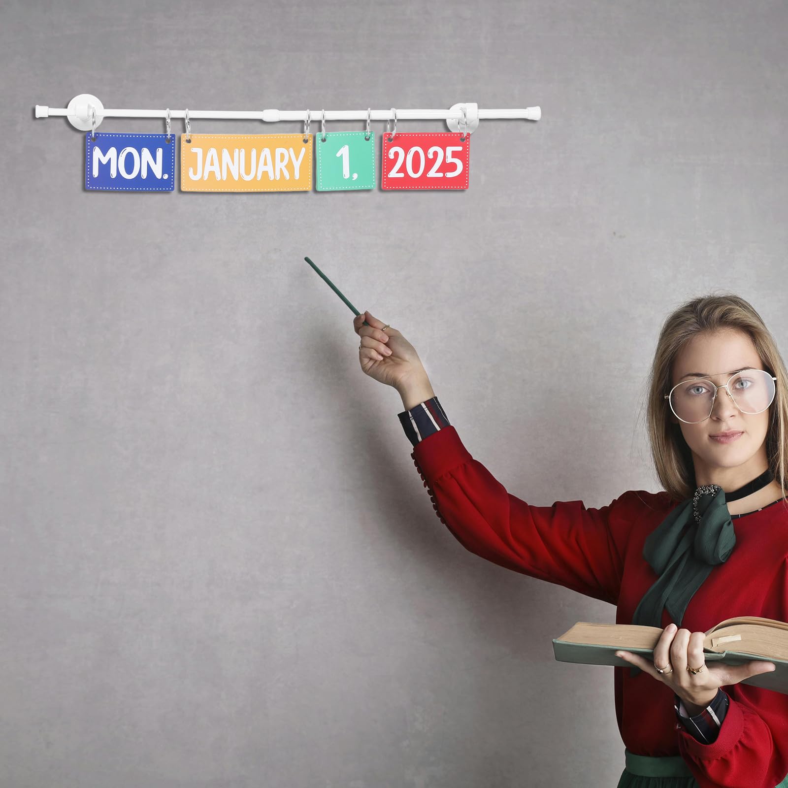 jojofuny 1 Satz Kalender-Pinnwand für das Klassenzimmer – Manueller monatlicher akademischer Schul-Flip-Kalender mit Datumskarten – Interaktiver Zeitplan-Organizer, Vorschul- und Heimschulbedarf